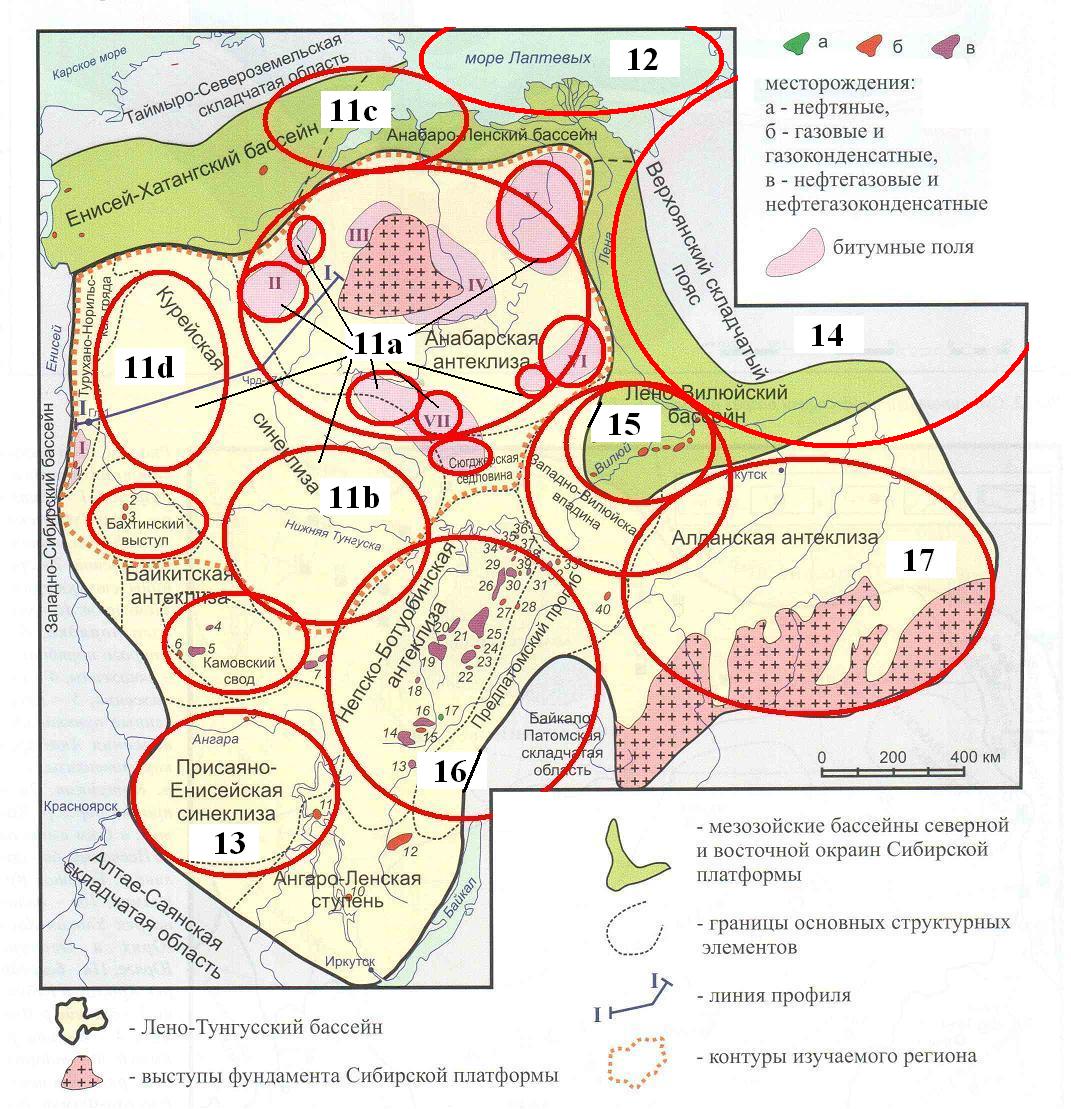 Карта нефтегазоносности сибирской платформы