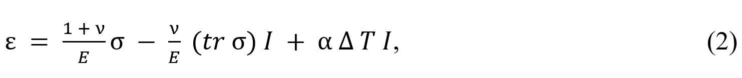 ε = (1 + ν)/E σ - ν/E (tr σ) I + α Δ T I