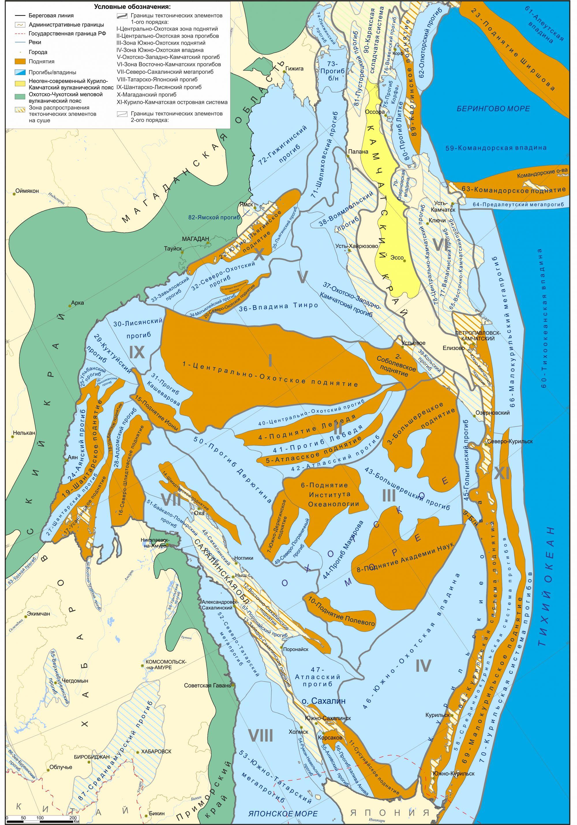 Охотское море карта